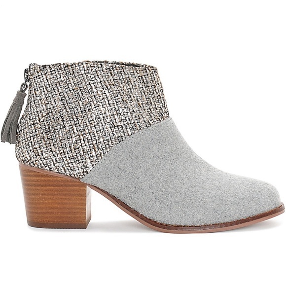 Toms Shoes - TOMS | Leila Felt Shine Tweed Boucle Booties US 9.5